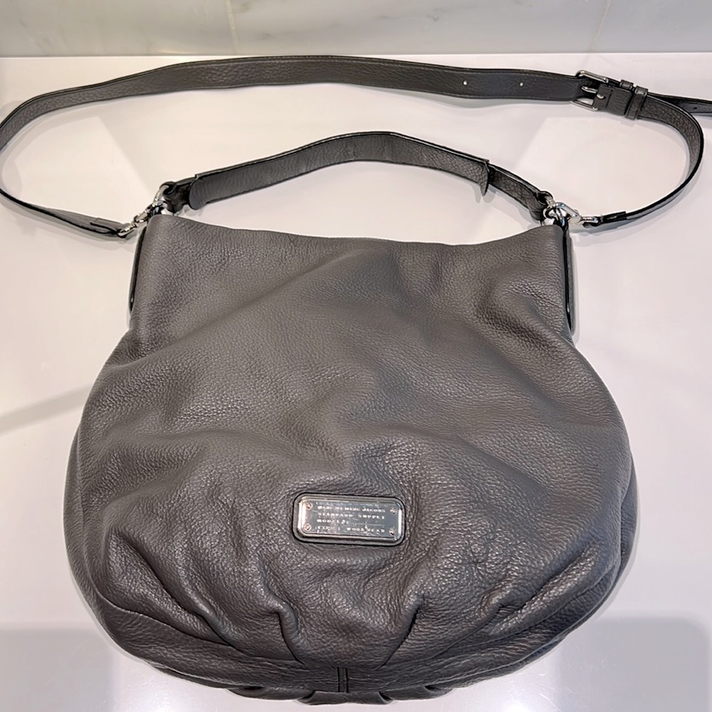 Marc by Marc Jacobs Dark Grey Pebble Leather handbag with silver-toned hardware.